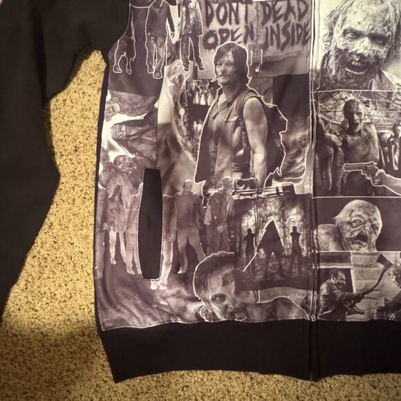Vintage Like The Walking Dead Collage Black Zip up Hoodie (Men's 2XL) - Picture 8 of 16